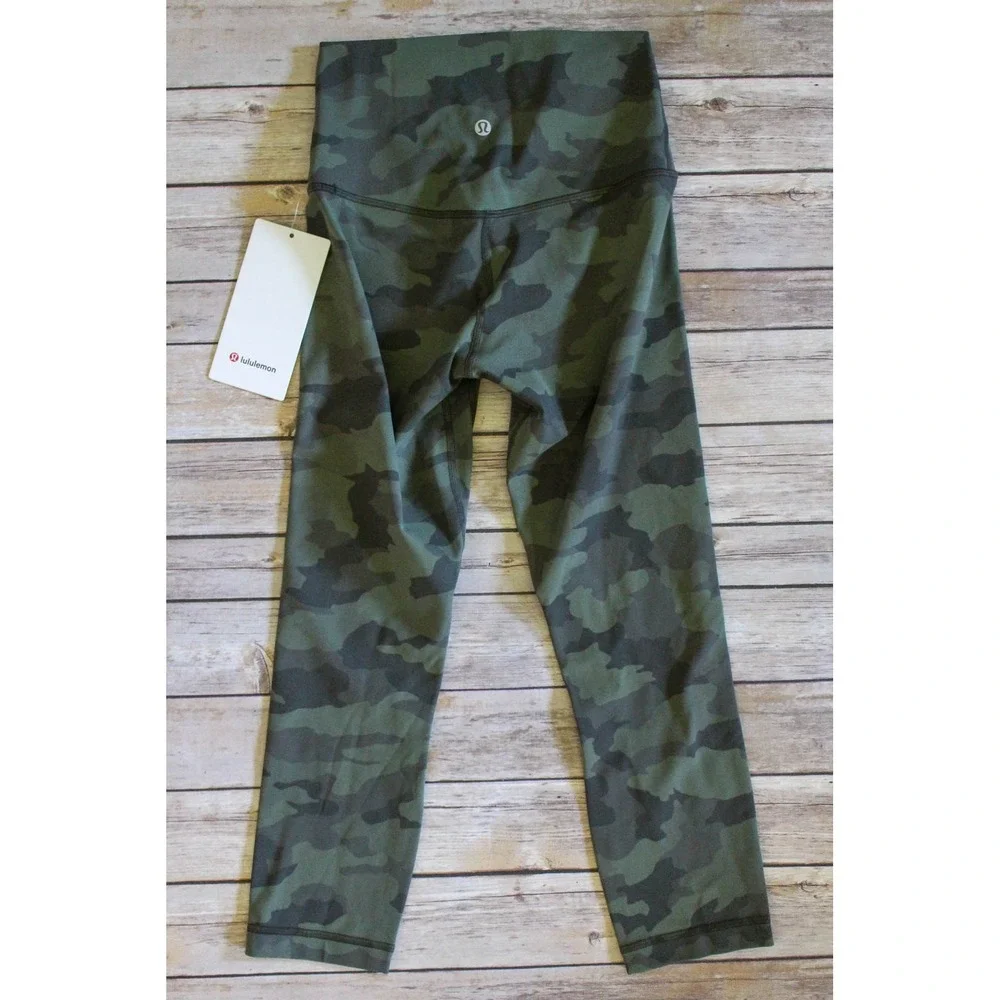 Lululemon Crop Leggings Womens 4 Green Camo Align High Rise 21